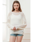 Ivy Crochet Knit White Pullover