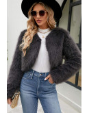 Luxe Faux Fur Cropped Grey Jacket