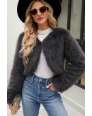 Luxe Faux Fur Cropped Grey Jacket