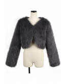 Luxe Faux Fur Cropped Grey Jacket