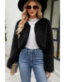 Luxe Faux Fur Cropped Black Jacket