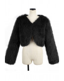 Luxe Faux Fur Cropped Black Jacket