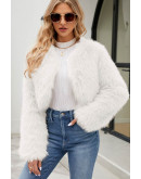 Luxe Faux Fur Cropped White Jacket