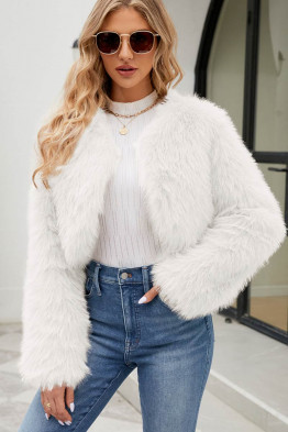 Luxe Faux Fur Cropped White Jacket