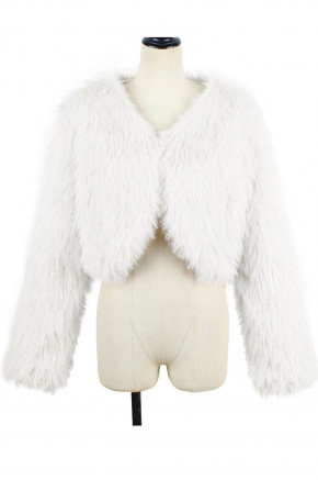 Luxe Faux Fur Cropped White Jacket