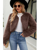 Luxe Faux Fur Cropped Khaki Jacket