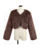 Luxe Faux Fur Cropped Khaki Jacket