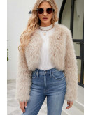 Luxe Faux Fur Cropped Apricot Jacket