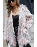 Kiera Pink & White Faux Fur Coat