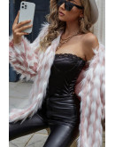 Kiera Pink & White Faux Fur Coat