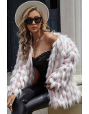 Kiera Pink & White Faux Fur Coat