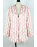 Kiera Pink & White Faux Fur Coat