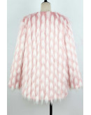 Kiera Pink & White Faux Fur Coat