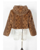 Fuzzy Jacket with Hoodie in Animal Print