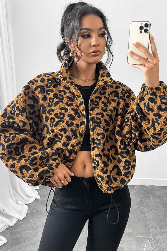 Leopard Print Warm Fleece Jacket