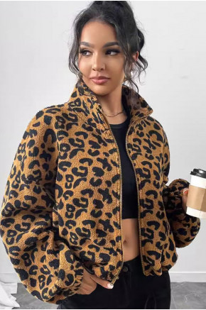 Leopard Print Warm Fleece Jacket