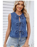 Washed Denim Tie Vest