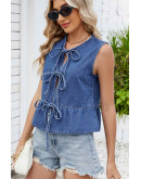 Washed Denim Tie Vest