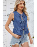 Washed Denim Tie Vest