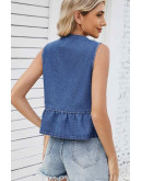 Washed Denim Tie Vest