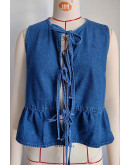 Washed Denim Tie Vest