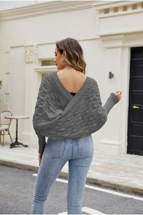 Wrap Me Leaf Knit in Gray
