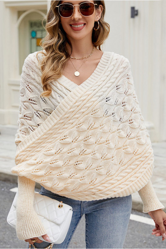 Wrap Me Leaf Knit in Apricot