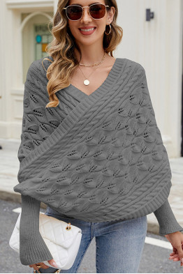Wrap Me Leaf Knit in Gray