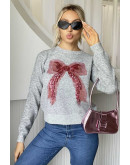 Sequin Bow Knit Sweater