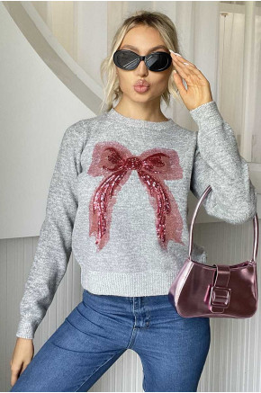 Sequin Bow Knit Sweater