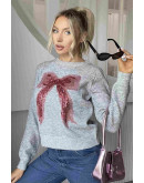 Sequin Bow Knit Sweater
