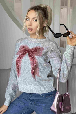 Sequin Bow Knit Sweater