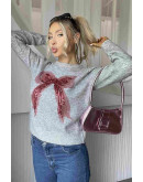 Sequin Bow Knit Sweater
