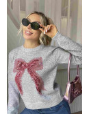 Sequin Bow Knit Sweater