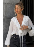 Elodie Ruffle Sheer Blouse