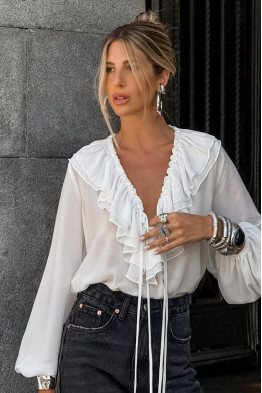 Elodie Ruffle Sheer Blouse