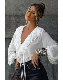 Elodie Ruffle Sheer Blouse