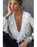 Elodie Ruffle Sheer Blouse