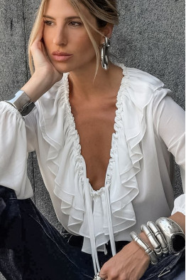 Elodie Ruffle Sheer Blouse