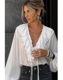 Elodie Ruffle Sheer Blouse
