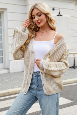 Comfy Streetwear Beige Cardigan