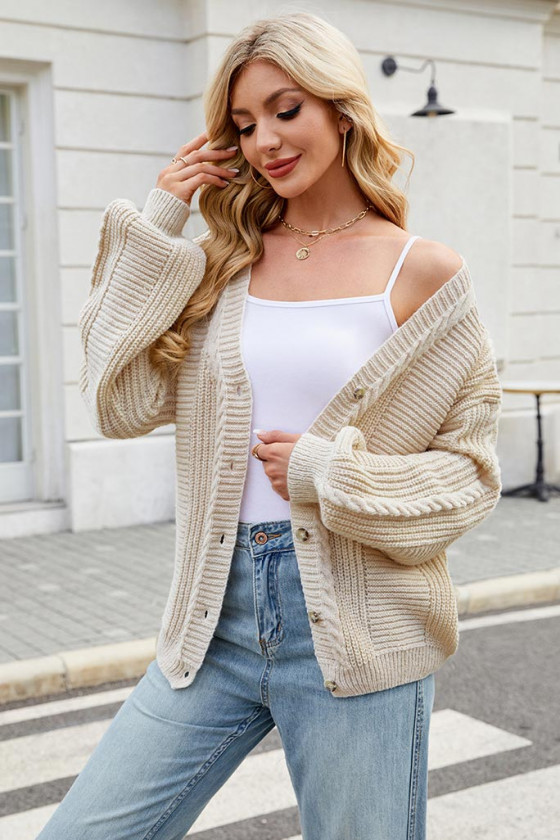 Comfy Streetwear Beige Cardigan