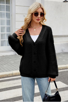 Comfy Streetwear Black Cardigan