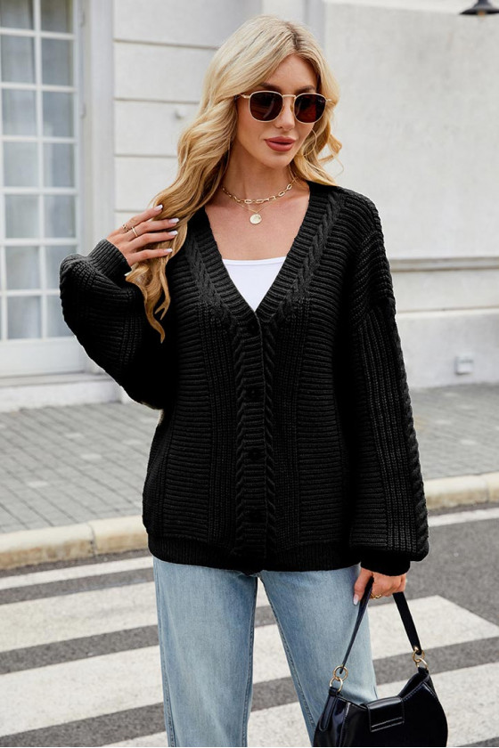 Comfy Streetwear Black Cardigan