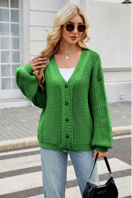 Comfy Streetwear Green Cardigan