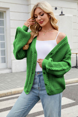 Comfy Streetwear Green Cardigan