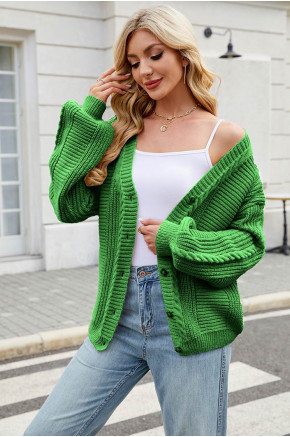 Comfy Streetwear Green Cardigan