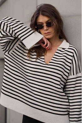 Monochrome Striped Oversized Pullover