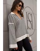 Monochrome Striped Oversized Pullover