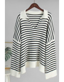Monochrome Striped Oversized Pullover